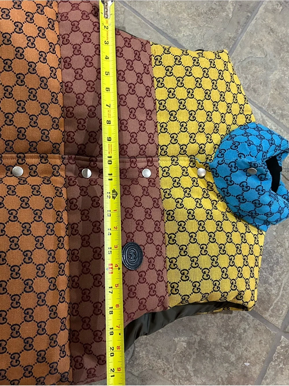 Men's Gucci Multicolor Yellow Blue Pink Patchwork GG down size 48/small